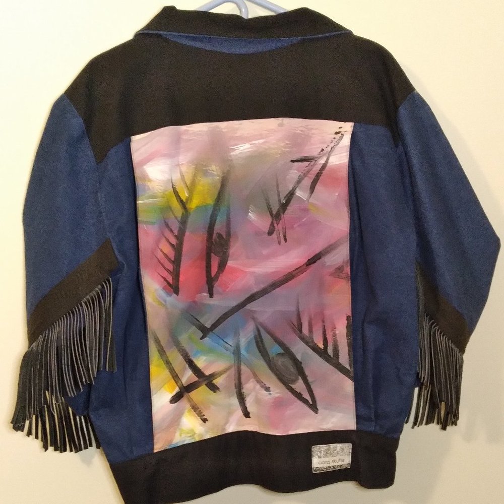 Wearable Art! One of a Kind Jacket designed and made by artist Denim with Fringe